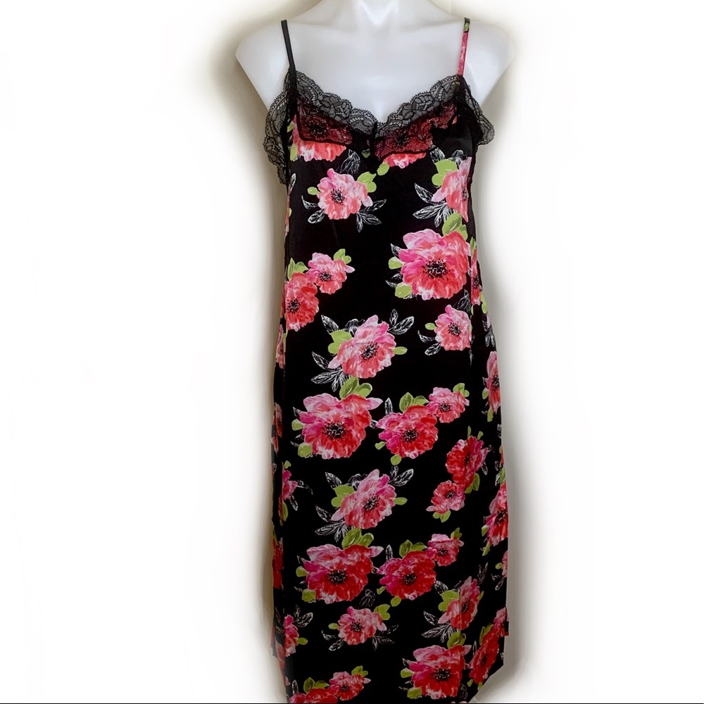 Black floral slip dress